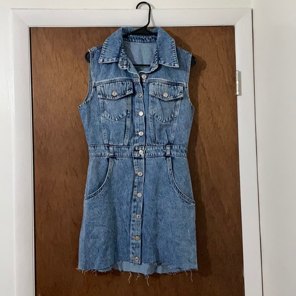 Denim Dress with distressed bottom - Picture 2 of 3